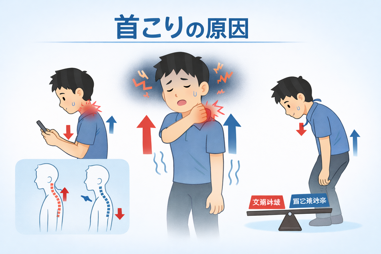 首こりの原因｜慢性的な首の痛みや重だるさの正体とは